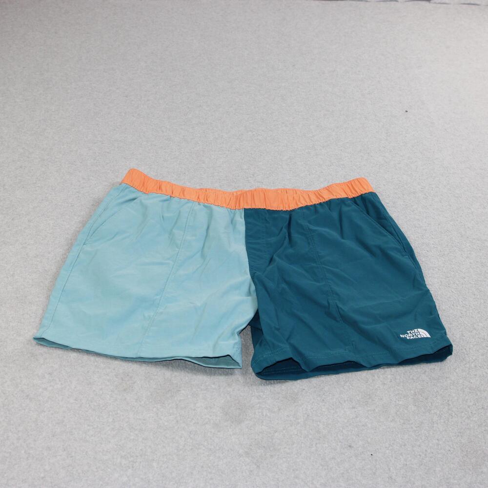 The North Face Shorts Mens Large Blue Teal Colorblock 5" Inseam Swim Trunks